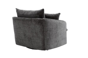 English Elm 360° 360 Swivel Oversized Chenille Armchair with Pocket Spring Seat and Three Throw Pillows Dark Gray W1361S00072