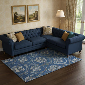 HomeRoots 9' X 12' Elegant Blue-Gray Floral Washable Area Rug with UV Protection for Homes with Kids & Pets 663953