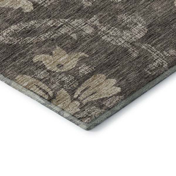 HomeRoots 5' X 8' Floral Area Rug in Brown, Beige & Taupe - Washable, UV Protected, Stain Resistant Elegance 663956