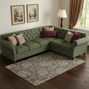 HomeRoots 8' X 10' Washable Floral Area Rug in Brown, Beige & Taupe - UV Protected, Family-Friendly Design 663958