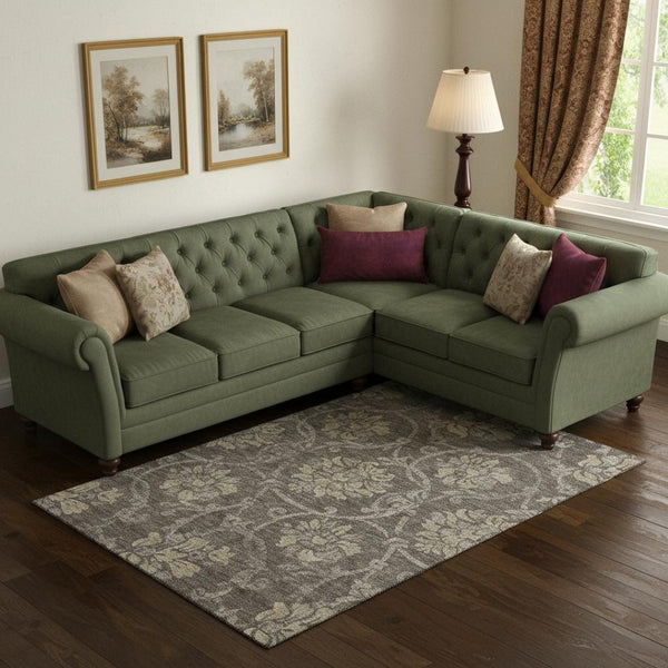 HomeRoots 8' X 10' Washable Floral Area Rug in Brown, Beige & Taupe - UV Protected, Family-Friendly Design 663958