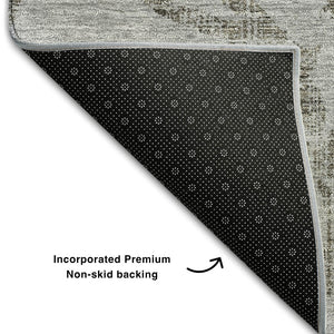 HomeRoots 9' X 12' Gray Taupe Floral Area Rug - Washable, UV-Protected, Stain-Resistant for Stylish Spaces 663971
