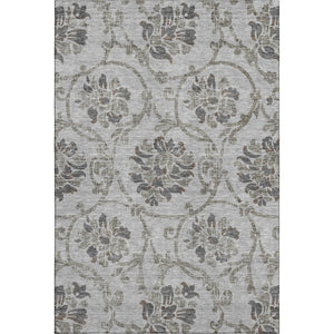 HomeRoots 10' X 14' Elegant Gray & Taupe Floral Washable Area Rug with UV Protection for High-Traffic Homes 663972