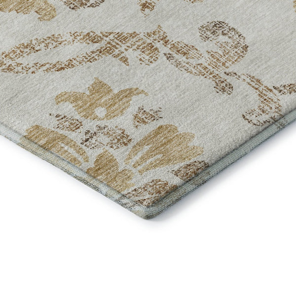 HomeRoots 10' Ivory Beige and Gold Floral Washable Area Rug – UV Protected, Stain-Resistant, Perfect for Large Spaces 663978