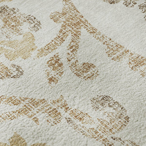 HomeRoots 10' Ivory Beige and Gold Floral Washable Area Rug – UV Protected, Stain-Resistant, Perfect for Large Spaces 663978