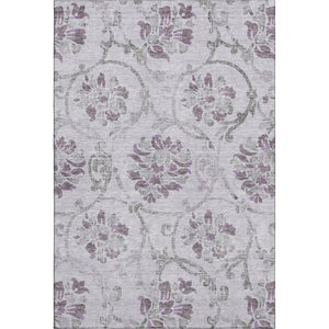 HomeRoots 9' X 12' Elegant Lavender Gray Floral Area Rug - Washable, UV Protected, Ideal for Homes with Pets 663983