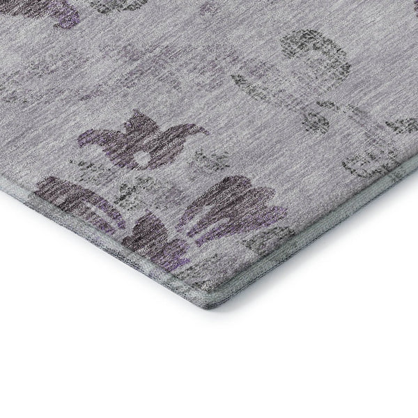HomeRoots 9' X 12' Elegant Lavender Gray Floral Area Rug - Washable, UV Protected, Ideal for Homes with Pets 663983