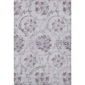 HomeRoots 9' X 12' Elegant Lavender Gray Floral Area Rug - Washable, UV Protected, Ideal for Homes with Pets 663983