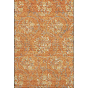 HomeRoots 8' X 10' Floral Area Rug in Orange, Gray & Beige - Washable, UV-Protected, Durable for Homes 663988