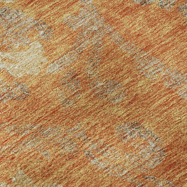HomeRoots 8' X 10' Floral Area Rug in Orange, Gray & Beige - Washable, UV-Protected, Durable for Homes 663988