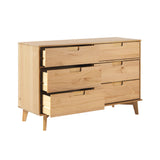 6-Drawer Groove Handle Solid Wood Dresser Natural Pine BR6DSLDRNP-T Walker Edison