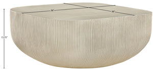 Meridian Furniture Sonara Round Concrete Coffee Table Art Deco Ribbed Outdoor Indoor Sand Finish 663Sand-CT