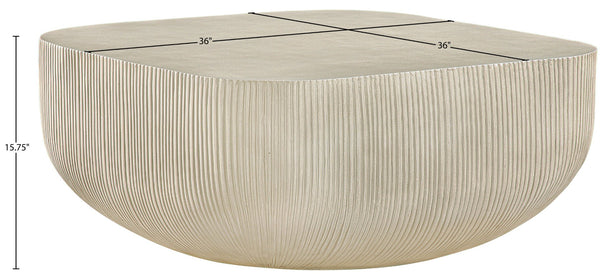Meridian Furniture Sonara Round Concrete Coffee Table Art Deco Ribbed Outdoor Indoor Sand Finish 663Sand-CT