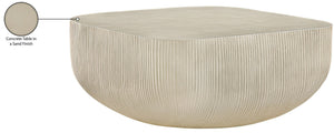 Meridian Furniture Sonara Round Concrete Coffee Table Art Deco Ribbed Outdoor Indoor Sand Finish 663Sand-CT