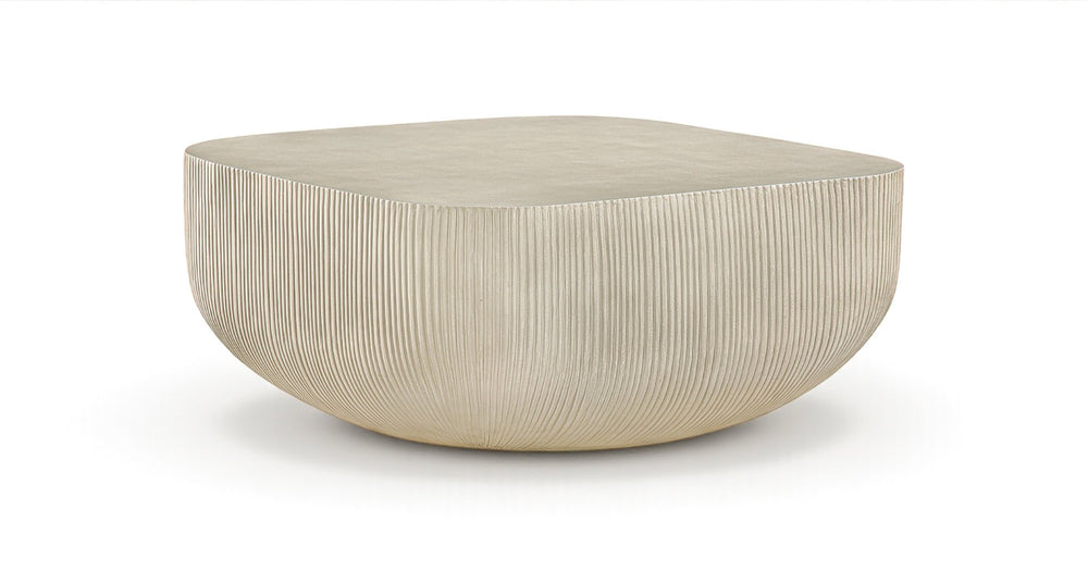 Meridian Furniture Sonara Round Concrete Coffee Table Art Deco Ribbed Outdoor Indoor Sand Finish 663Sand-CT