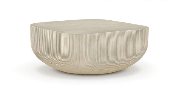 Meridian Furniture Sonara Round Concrete Coffee Table Art Deco Ribbed Outdoor Indoor Sand Finish 663Sand-CT