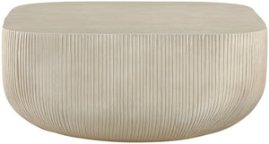 Meridian Furniture Sonara Round Concrete Coffee Table Art Deco Ribbed Outdoor Indoor Sand Finish 663Sand-CT