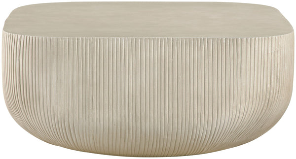 Meridian Furniture Sonara Round Concrete Coffee Table Art Deco Ribbed Outdoor Indoor Sand Finish 663Sand-CT
