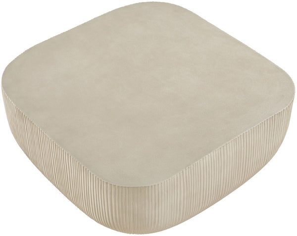 Meridian Furniture Sonara Round Concrete Coffee Table Art Deco Ribbed Outdoor Indoor Sand Finish 663Sand-CT