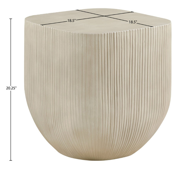 Meridian Furniture Sonara Concrete Ribbed Outdoor End Table with Art Deco Sculpted Sand Finish 663Sand-ET