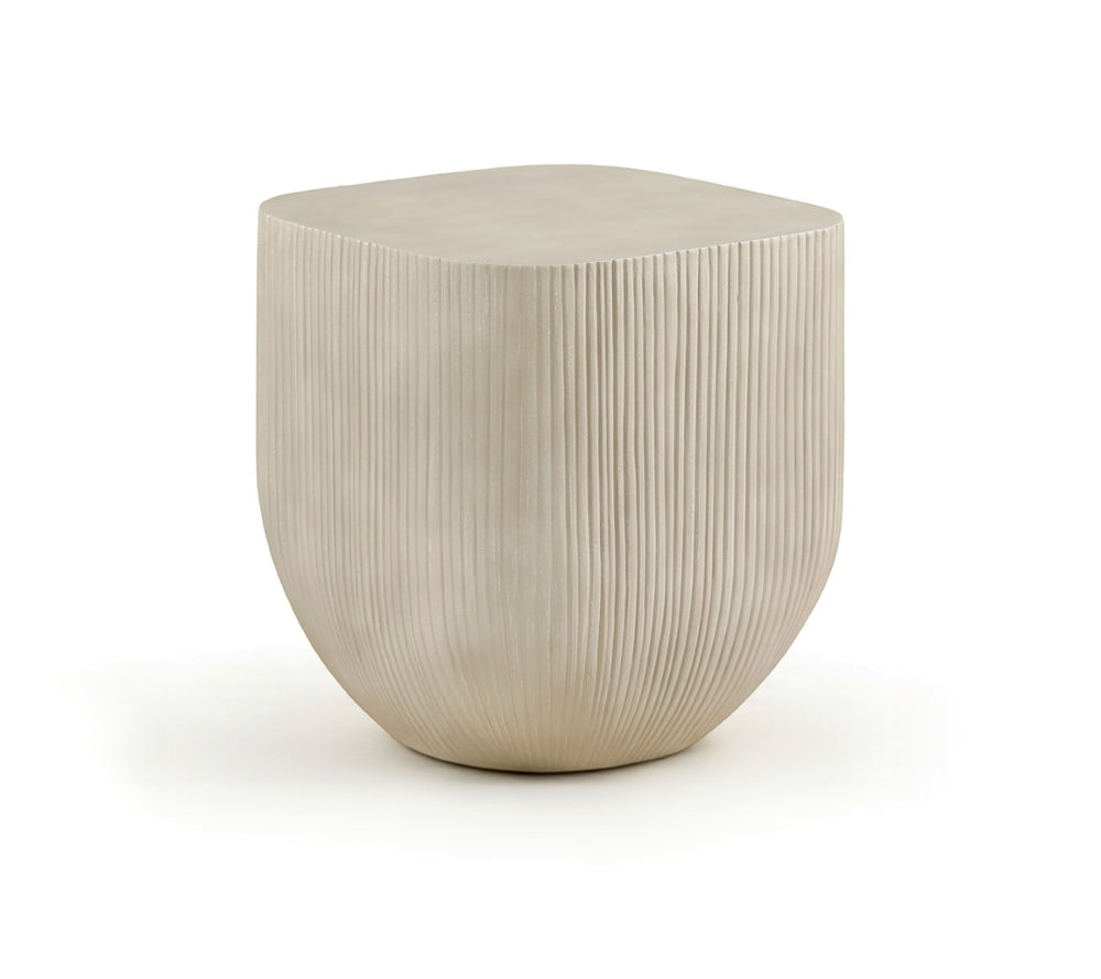 Meridian Furniture Sonara Concrete Ribbed Outdoor End Table with Art Deco Sculpted Sand Finish 663Sand-ET