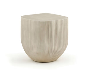 Meridian Furniture Sonara Concrete Ribbed Outdoor End Table with Art Deco Sculpted Sand Finish 663Sand-ET