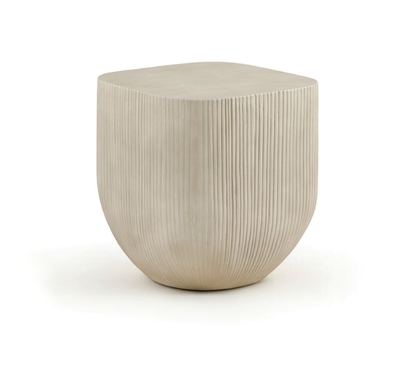 Meridian Furniture Sonara Concrete Ribbed Outdoor End Table with Art Deco Sculpted Sand Finish 663Sand-ET