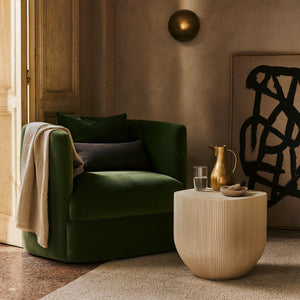 Meridian Furniture Sonara Concrete Ribbed Outdoor End Table with Art Deco Sculpted Sand Finish 663Sand-ET
