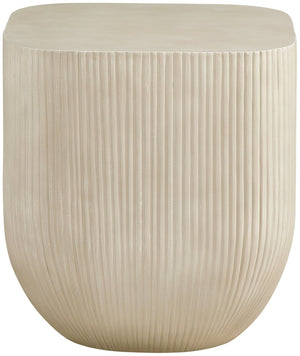 Meridian Furniture Sonara Concrete Ribbed Outdoor End Table with Art Deco Sculpted Sand Finish 663Sand-ET