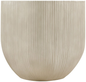Meridian Furniture Sonara Concrete Ribbed Outdoor End Table with Art Deco Sculpted Sand Finish 663Sand-ET