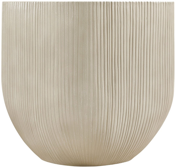 Meridian Furniture Sonara Concrete Ribbed Outdoor End Table with Art Deco Sculpted Sand Finish 663Sand-ET