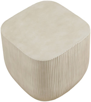 Meridian Furniture Sonara Concrete Ribbed Outdoor End Table with Art Deco Sculpted Sand Finish 663Sand-ET