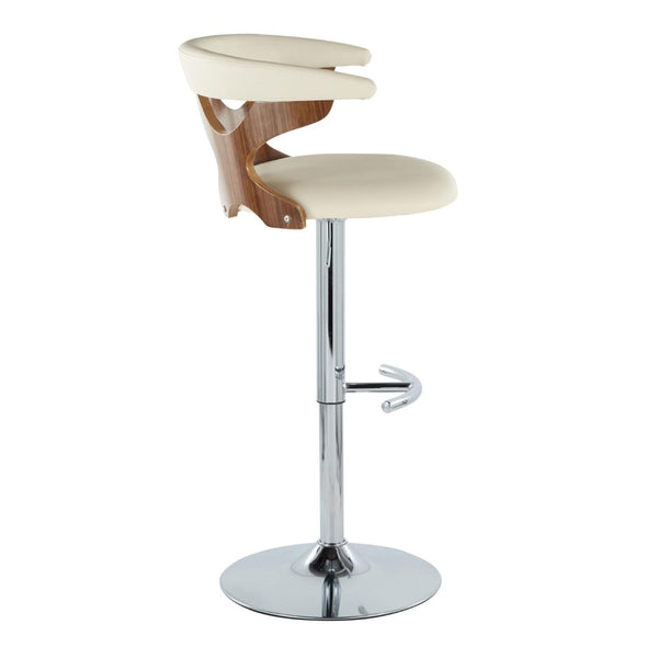 English Elm Contemporary Swivel Barstools with Cut-out Back Faux Leather Seat and Wood Accents Set B202S00878