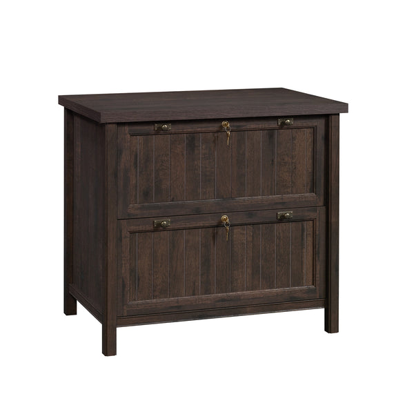 English Elm Lateral File Cabinet - Rustic Brown Finish, Secure Storage With Lockable Drawers For Home Or Office B356P402604