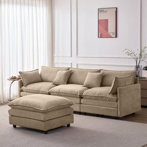 English Elm 105" L-shaped Chenille Sectional with Ottoman Pocket Spring Living Room Sofa Coffee W1097S00227