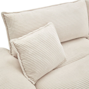 English Elm Corduroy Stylish Sleeper Sofa Loveseat with Dual-Layer Cushions & Two Support Pillows, Sturdy Frame Beige W676P184129