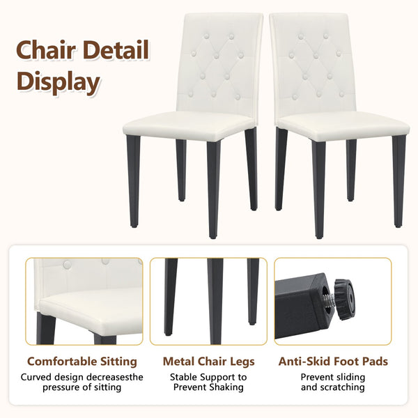 English Elm Table And Chair Set - Modern White Grain Dining Table With Built-In Storage & 8 Ergonomic Pu Chairs W1151S04271-GIGA