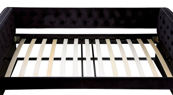 English Elm Transitional Tuxedo Daybed With Trundle - Elegant Upholstered Design, Nailhead Trim & Slat Kit Included B2741S00482-GIGA