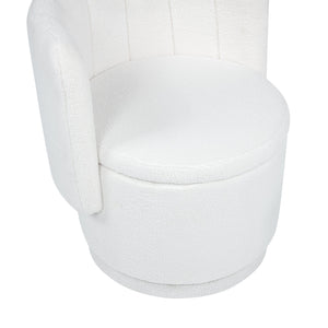 English Elm 360 Swivel Bouclé Sofa Chair with Hidden Storage Compartment, Ergonomic Plush Cushioning for Cozy Living Spaces Beige 28.75 L x 28 W x 20.5 H W1716P196476