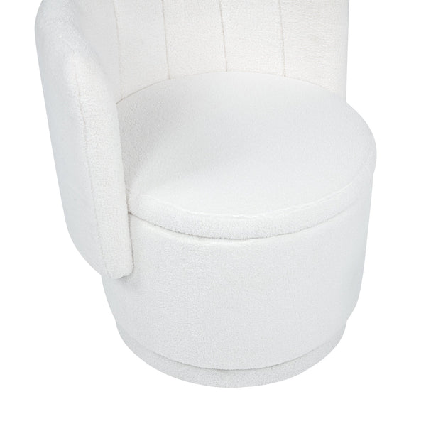 English Elm 360 Swivel Bouclé Sofa Chair with Hidden Storage Compartment, Ergonomic Plush Cushioning for Cozy Living Spaces Beige 28.75 L x 28 W x 20.5 H W1716P196476