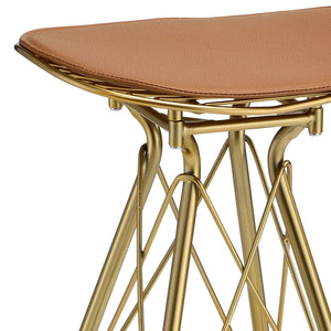 English Elm Whiskey Backless Bar Stools Set of 2 — Gold Frame, Saddle Seat Ergonomic Design with Footrest for Stylish Kitchen B062P186440