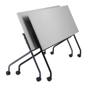 OSP Home Furnishings 6' 6 Foot Flip Top Nesting Training Table with Laminate Work Surface for Classrooms Grey Black 84226BG