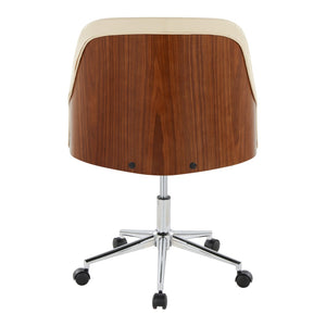 English Elm Task Chair with Chrome Five Star Base Grey Fabric Seat for Modern Home Office Use Chrome,Cream,Walnut B202P474174