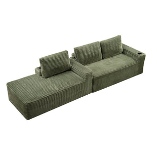 English Elm 104 Inch Corduroy Modular Sectional Sofa Deep Sink Plush L Shape Living Room Couch W5515S00021