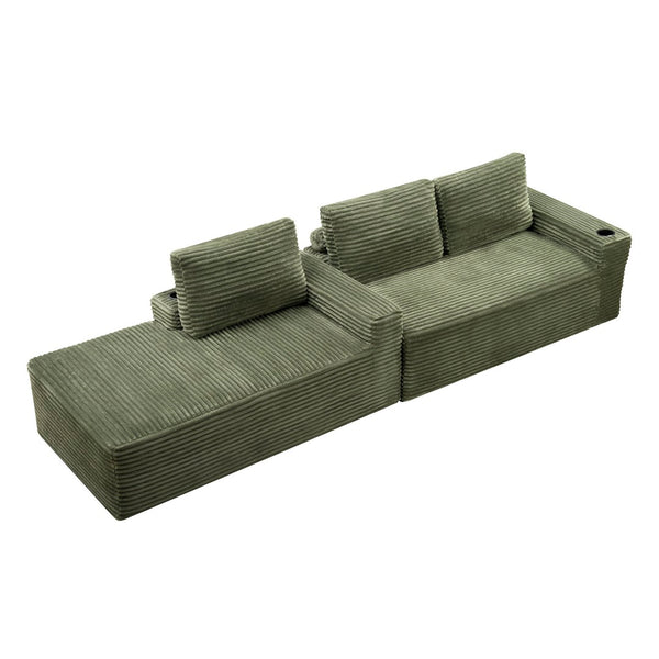 English Elm 104 Inch Corduroy Modular Sectional Sofa Deep Sink Plush L Shape Living Room Couch W5515S00021