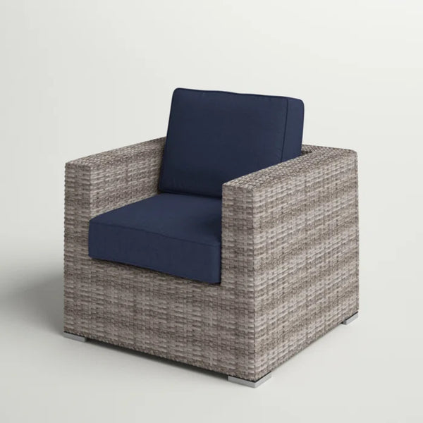 English Elm wicker Club Chair GREY - All-Weather HDPE Wicker on Aluminum Frame, Plush UV-Resistant Cushions, No Assembly (34"L) B120P233817