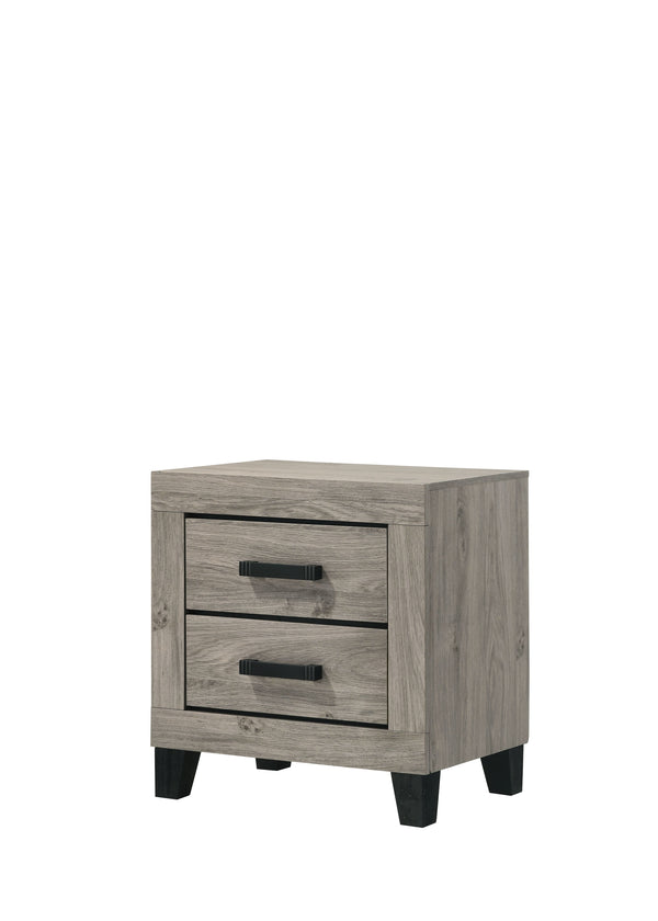English Elm Mari Light Gray Nightstand with 2 Soft-Close Drawers, Durable Rubber Wood & Particle Board, 40lb Top capacity B2726P292249