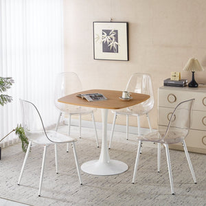 English Elm 1+4,5pieces Mid-century Dining Set White Mdf Top Tapered Metal Legs Seats Six W3766S00007