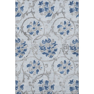 HomeRoots 8' X 10' Elegant Sky Blue Floral Area Rug - Durable, Washable, Stain Resistant & UV Protected Design 664000
