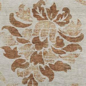 HomeRoots 8' Terra Cotta Floral Round Rug – Washable, UV-Protected, Durable Design for Stylish Living Spaces 664011